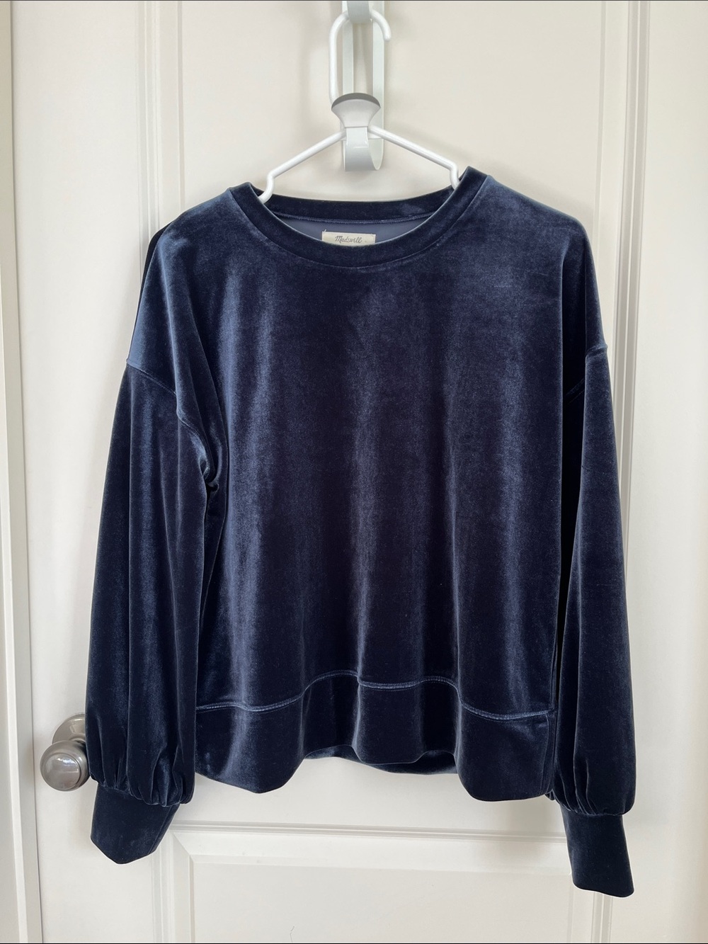 Madewell Velvet Crewneck Sweatshirt - Navy